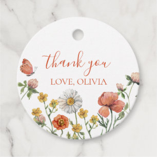 Wildflower First Birthday Thank You Favour Tags