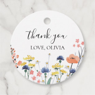 Wildflower First Birthday Thank You Favour Tags