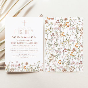 Wildflower First Holy Communion In Bloom Invitation