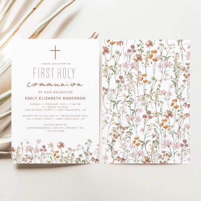 Wildflower First Holy Communion In Bloom Invitation (Creator Uploaded)
