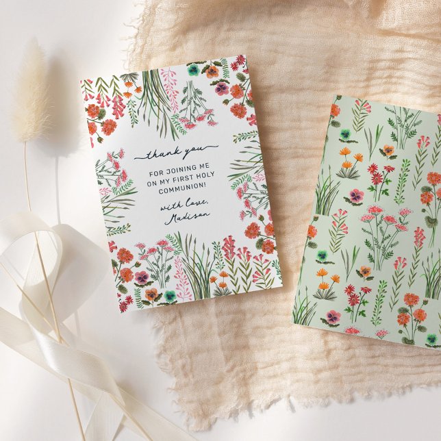 Wildflower First Holy Communion Thank You Card (Wildflower First Holy Communion Thank You Card)