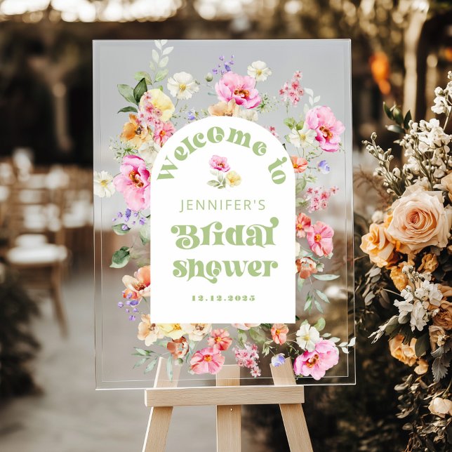 Wildflower floral Arch Bridal shower Welcome Acrylic Sign (Creator Uploaded)