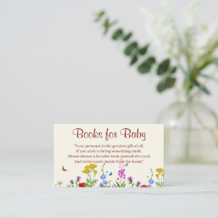Wildflower Floral Baby Shower Books For Baby Enclosure Card