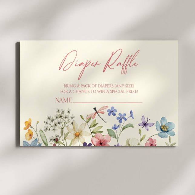 Wildflower Floral Baby Shower Diaper Raffle Enclosure Card (Creator Uploaded)