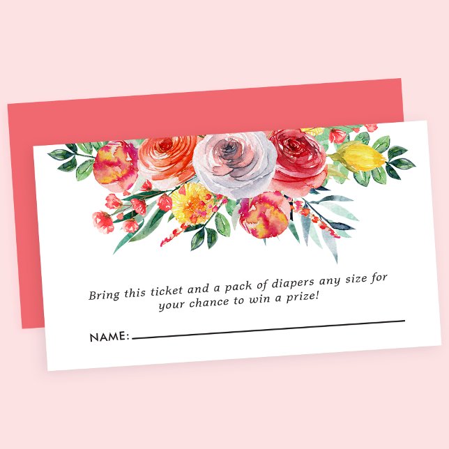 Wildflower Floral Baby Shower Diaper Raffle Enclosure Card (Creator Uploaded)