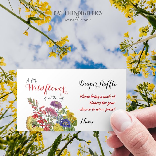 Wildflower Floral Baby Shower Diaper Raffle Game Business Card (Creator Uploaded)