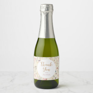 Wildflower Floral  Baby Shower Favour Sparkling Wine Label