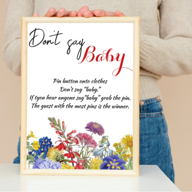 Wildflower Floral Baby Shower Game Don't Say Baby Poster (Creator Uploaded)