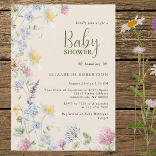 Wildflower Floral Baby Shower Invitation