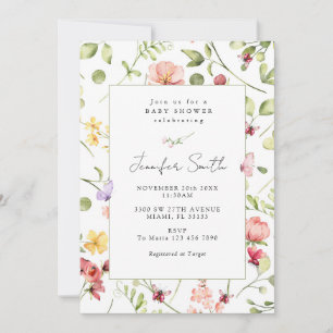 Wildflower Floral Baby Shower Invitation