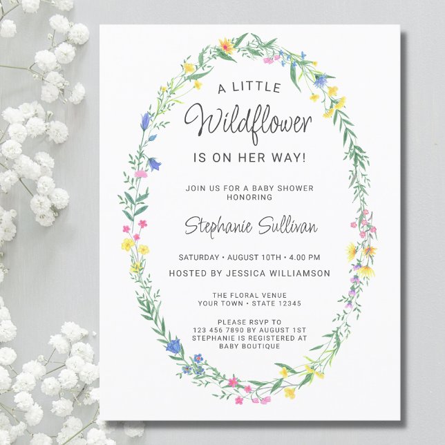Wildflower Floral Baby Shower  Invitation Postcard (Creator Uploaded)