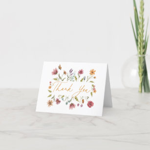 Wildflower Floral Baby Shower or Birthday Thank Yo Thank You Card