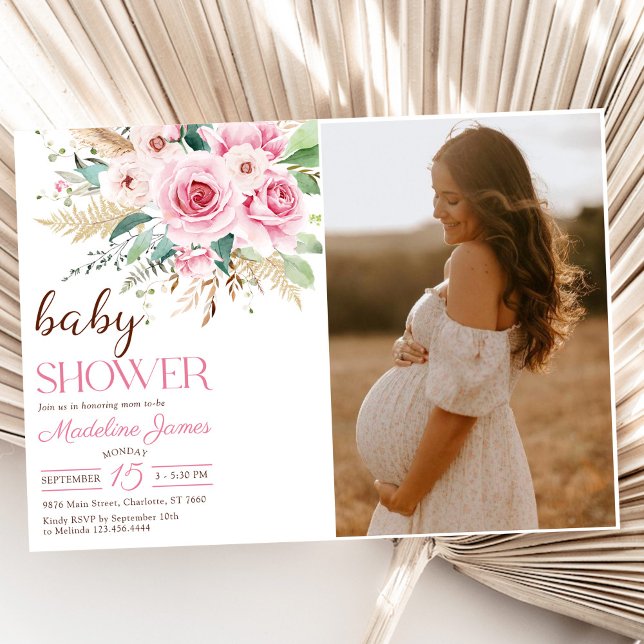 Wildflower Floral Baby Shower Photo Invitation (Creator Uploaded)