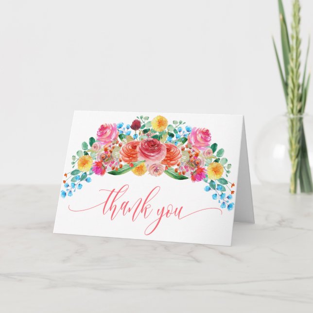 Wildflower Floral Baby Shower Thank You Card (Front)
