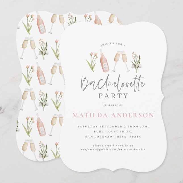 wildflower floral bachelorette party invitation (Front/Back)