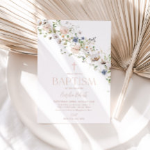 Wildflower Floral Baptism Invitation