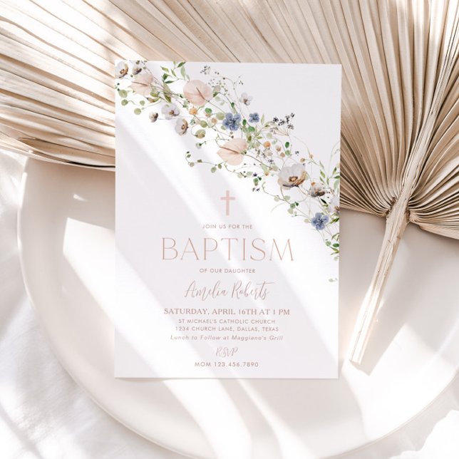 Wildflower Floral Baptism Invitation (Creator Uploaded)
