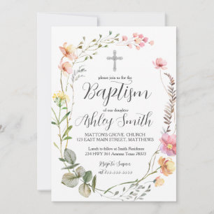 Wildflower Floral BAPTISM Invitation