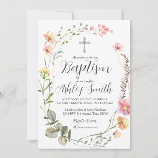 Wildflower Floral BAPTISM Invitation
