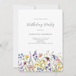 Wildflower Floral Birthday Invitation