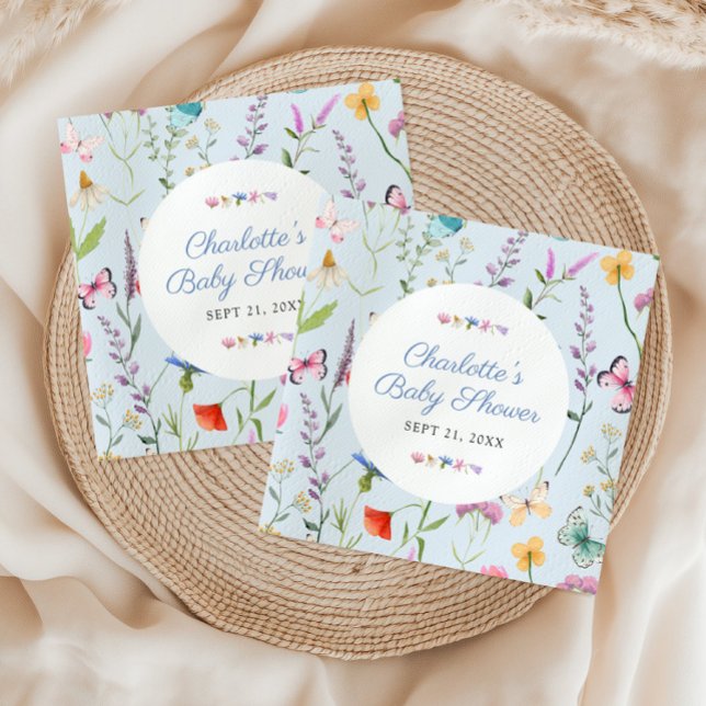 Wildflower Floral Blue Boy Baby Shower Napkin (Wildflower Floral Blue Boy Baby Shower Napkins)