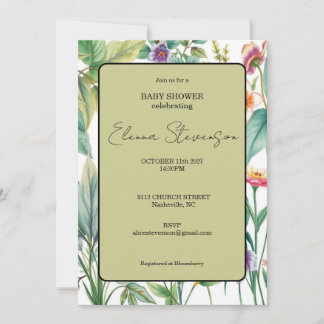 Wildflower Floral Boho Baby Shower Invitation