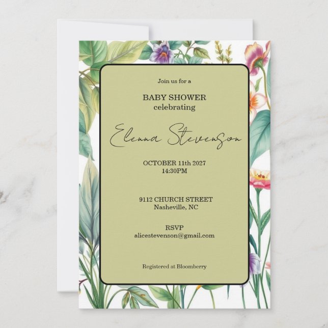 Wildflower Floral Boho Baby Shower Invitation (Front)