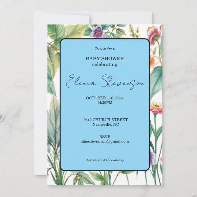 Wildflower Floral Boho Baby Shower Invitation (Front)