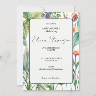 Wildflower Floral Boho Baby Shower Invitation