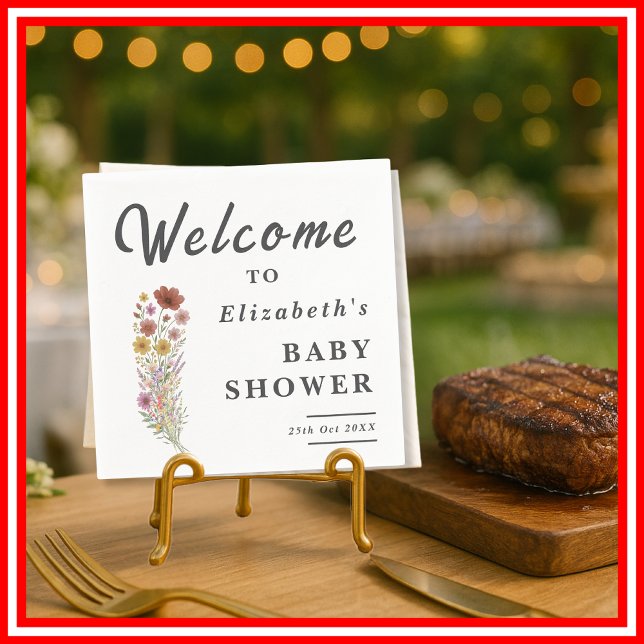 Wildflower Floral Boho Baby Shower  Napkin (Creator Uploaded)