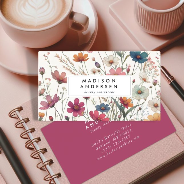 Wildflower Floral Botanical Modern Business Card (Creator Uploaded)