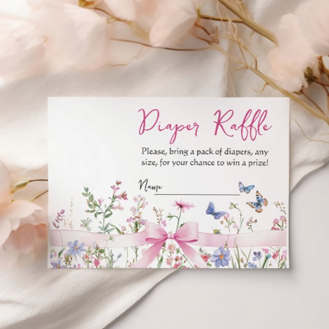 Wildflower Floral Bow Baby Shower Diaper Raffle Enclosure Card (Creator Uploaded)