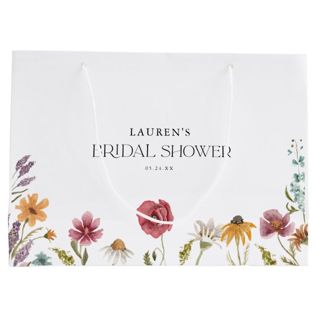 Wildflower Floral Bridal Shower Favours Large Gift Bag (Back)