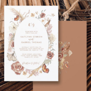 Wildflower Floral Butterfly Terracotta Watercolor Invitation