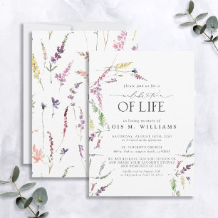 Wildflower Floral Celebration of Life Invitation