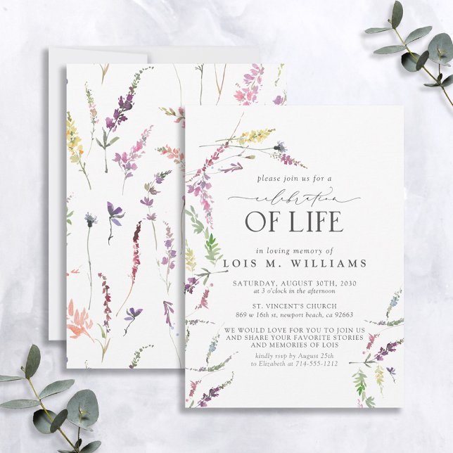 Wildflower Floral Celebration of Life Invitation (Creator Uploaded)