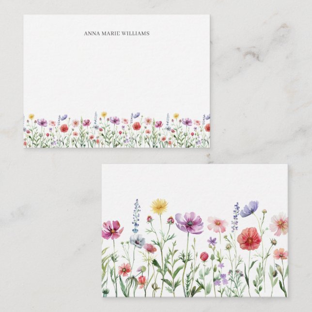 Wildflower Floral Chic Note Cards (Front/Back)