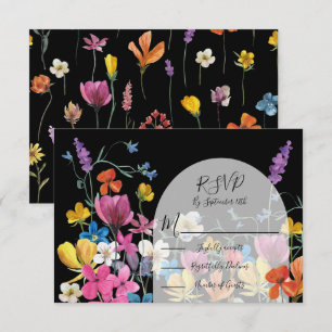 Wildflower Floral Dark Meadow response cards RSVP