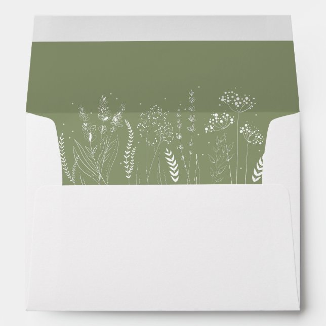 Wildflower Floral Elegant Wedding  Envelope (Back (Bottom))