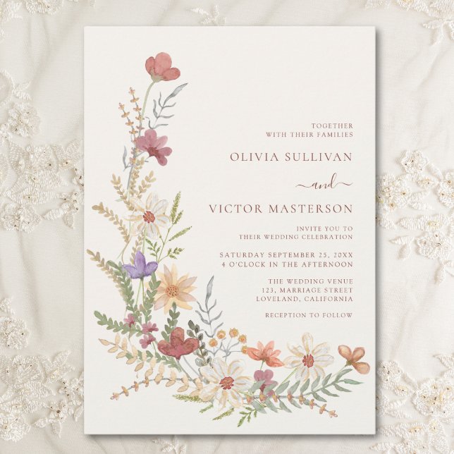 Wildflower Floral Fall Wedding Invitation (Creator Uploaded)