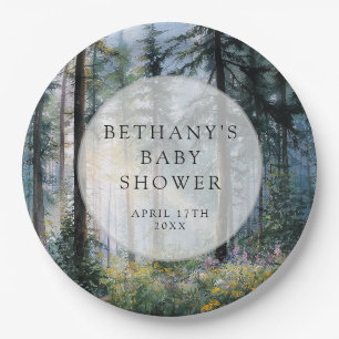 Wildflower Floral Forest Baby Shower Paper Plate