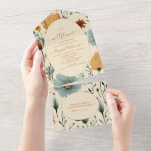 Wildflower Floral Frame Baby Shower All In One Invitation