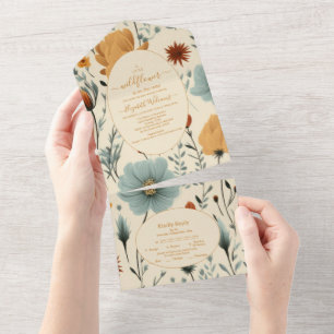 Wildflower Floral Frame Baby Shower All In One Invitation