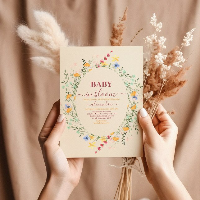 Wildflower Floral Frame Baby Shower Invitation (Creator Uploaded)