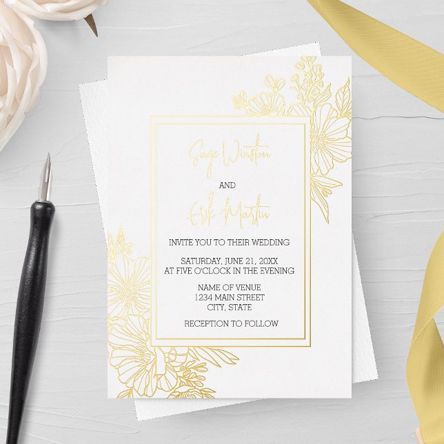 Wildflower Floral Frame Wedding Gold (Creator Uploaded)