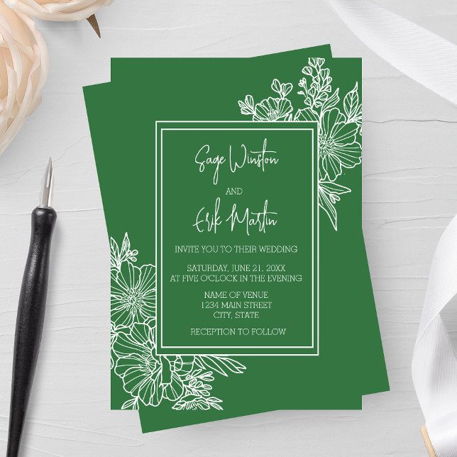 Wildflower Floral Frame Wedding Invitation (Creator Uploaded)