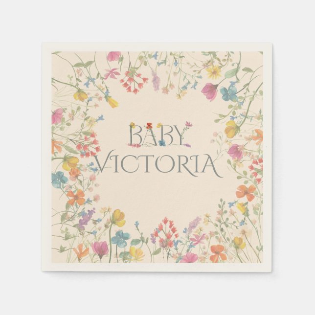 Wildflower floral garden Baby Shower  Napkin (Front)