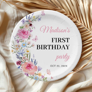 Wildflower Floral Garden Birthday Party Paper Plate