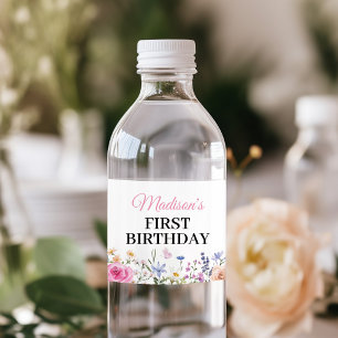 Wildflower Floral Garden Birthday Party Water Bottle Label