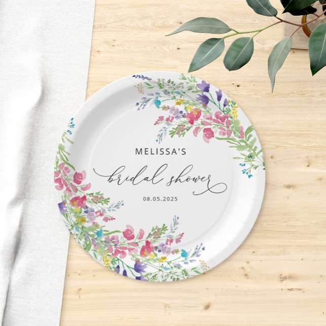 Wildflower Floral Garden Bridal Shower Paper Plate (Creator Uploaded)
